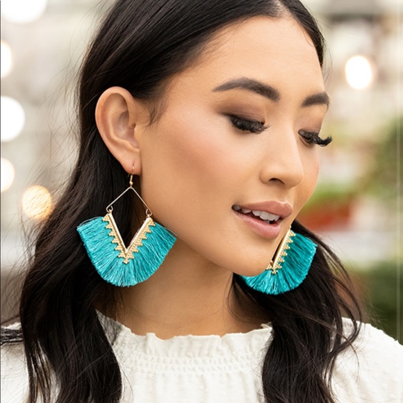 NWT - Plunder Jaymes Turquoise Fringe Earrings 3.25” - Picture 6 of 7